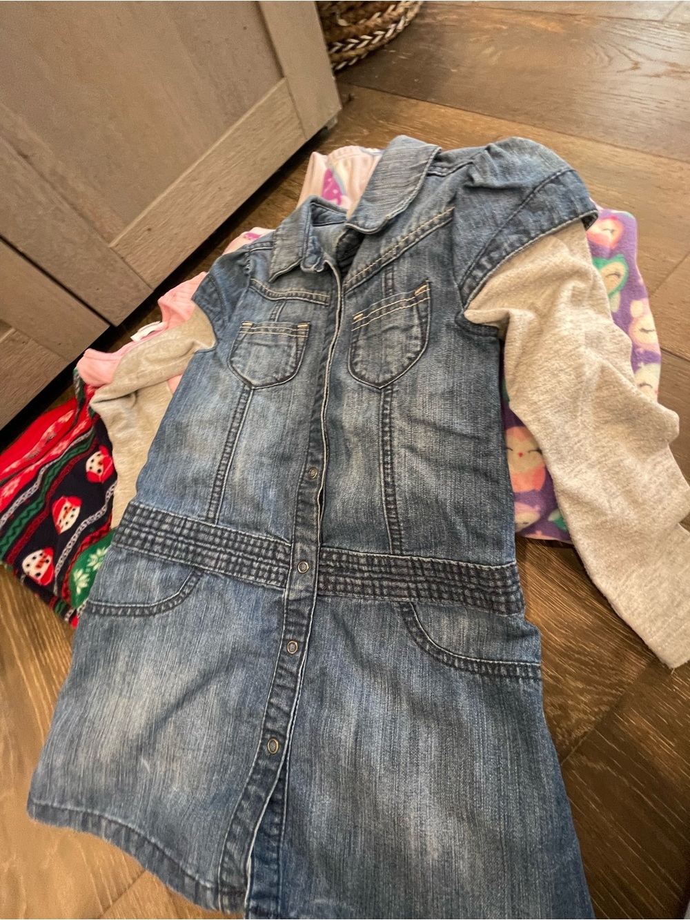 Girls Mixed Clothing Lot - Denim Shirt, Pink & Purple Pajamas - Picture 2 of 6